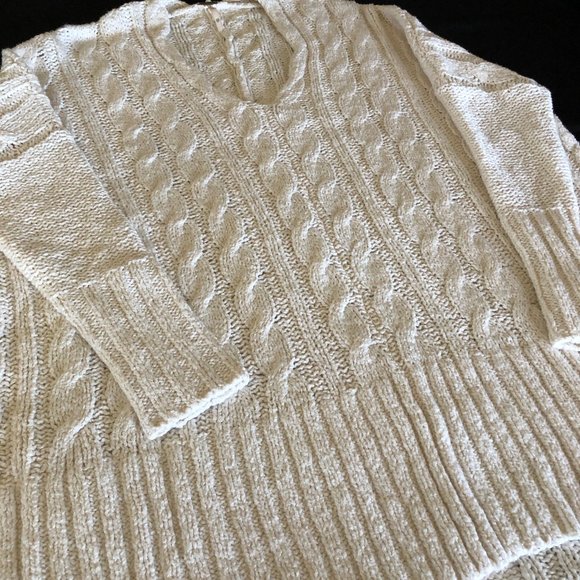 Free People Easy Cable V Neck Sweater Sz XS - Picture 5 of 11